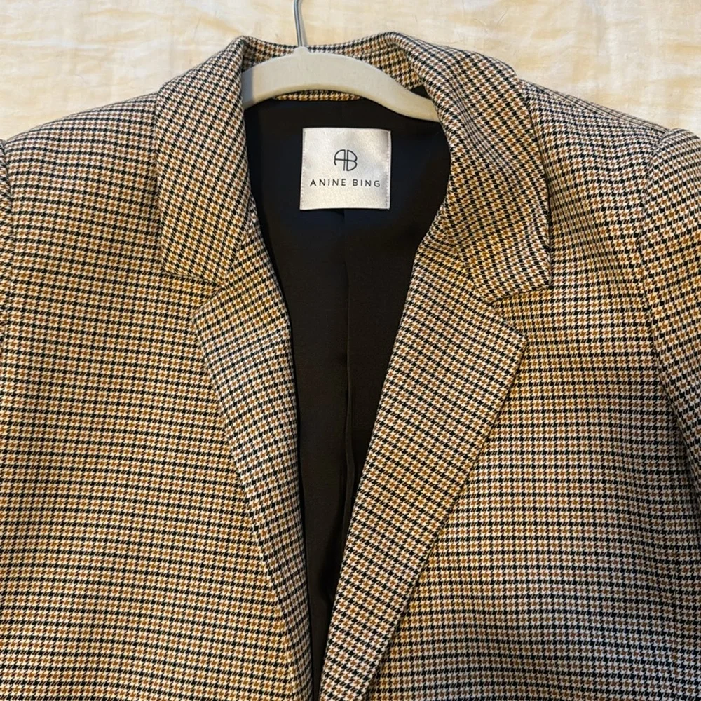 Anine Bing Brown Checkered Blazer - Picture 7 of 11
